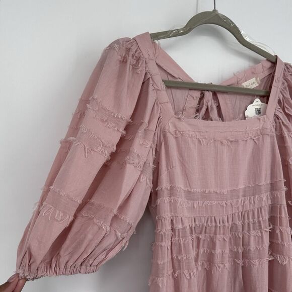 Altar’d State Puff Sleeve Babydoll Mini Dress Women’s Size S Pink Pockets NWT - Picture 2 of 11